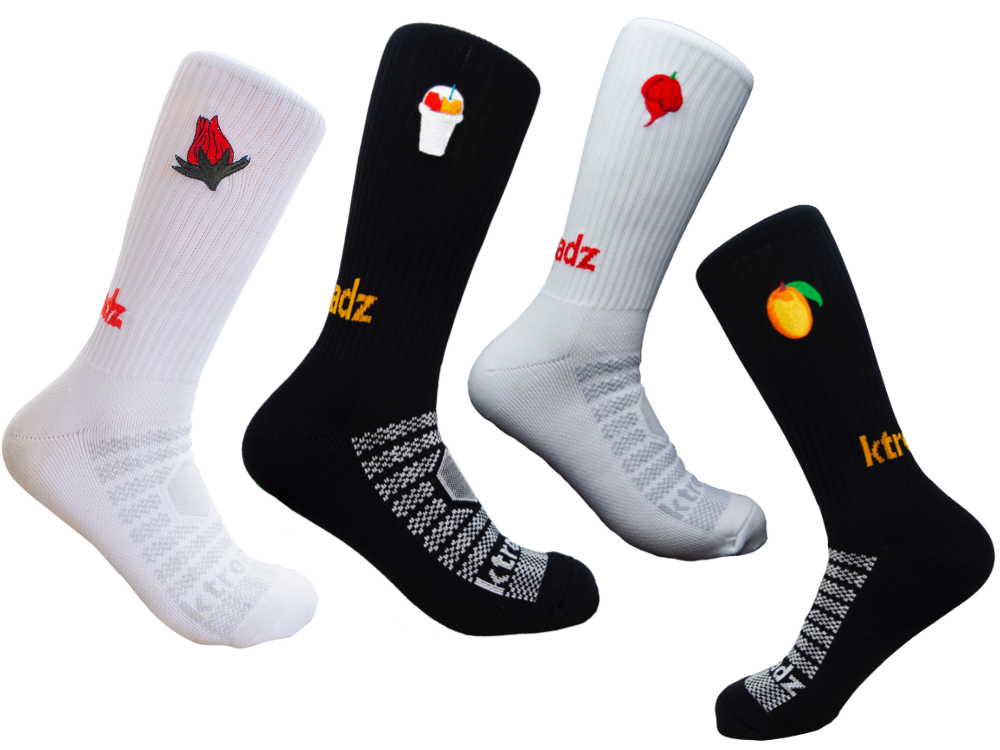 4 Pack Embroidered Classic Crew Sport Socks