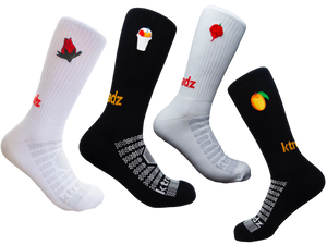 4 Pack Embroidered Classic Crew Sport Socks